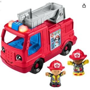 Little People Toddler Toy Fire Truck Musical Push-Along Vehicle with 2 Figures